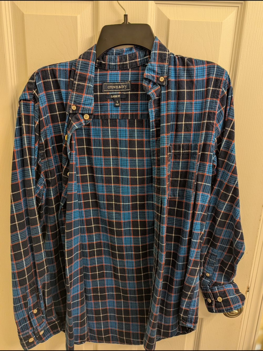 crown & ivy Blue and Black Plaid Button-Down Shirt